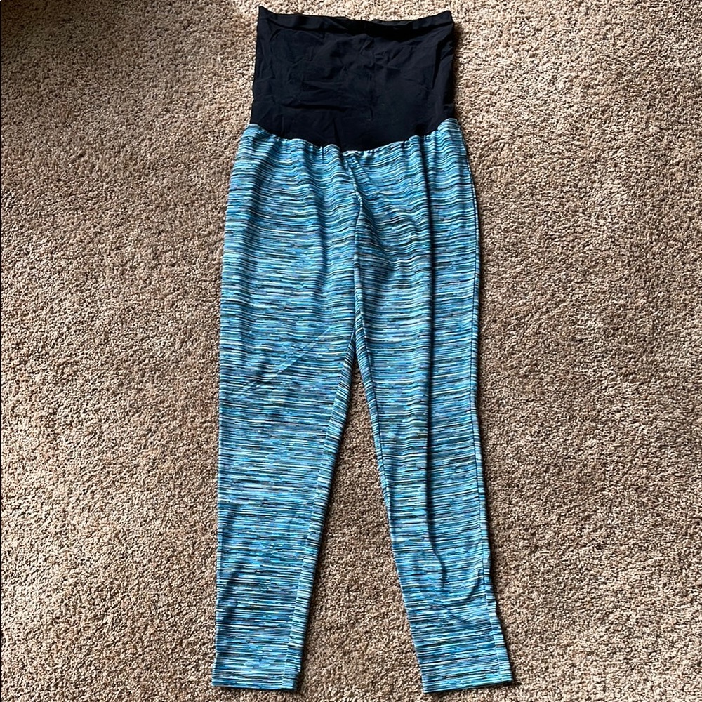 Motherhood Maternity Blue and Black Leggings with Elastic Waistband
